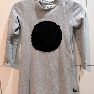 NUNUNU girls DRESS black circle 6-7 heather grey